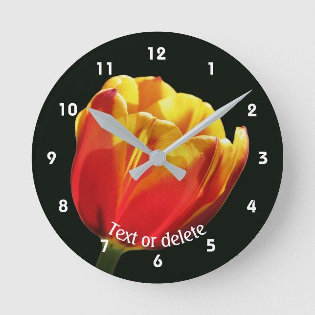 Relógio Redondo Vibrant Tulip Flower Personalized Round Clock (Frente)