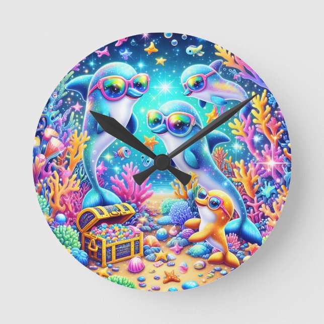 Relógio Redondo Vida marinha (Frente)