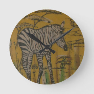 Relógio Redondo Vida Selvagem do Quênia Safari Zebra Africano.png