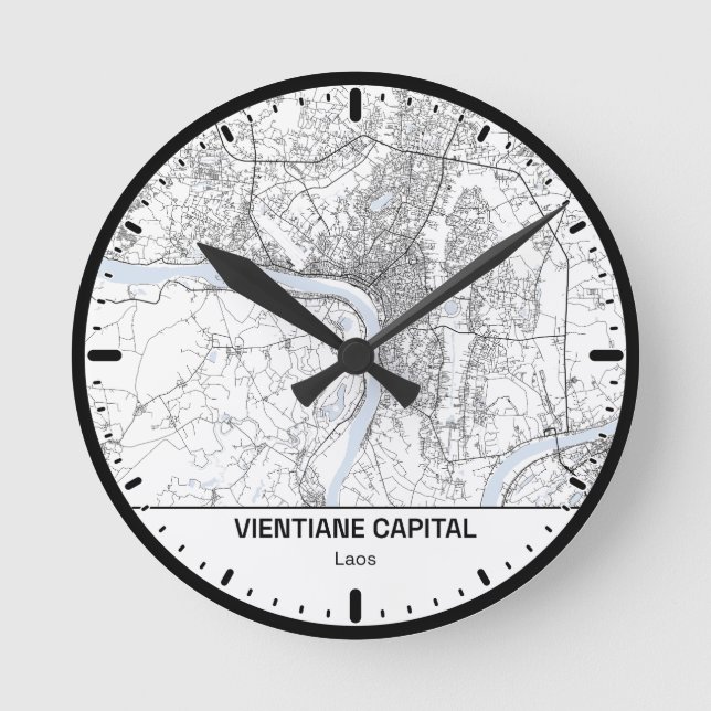 Relógio Redondo Vientiane Clock City Line Art (Frente)