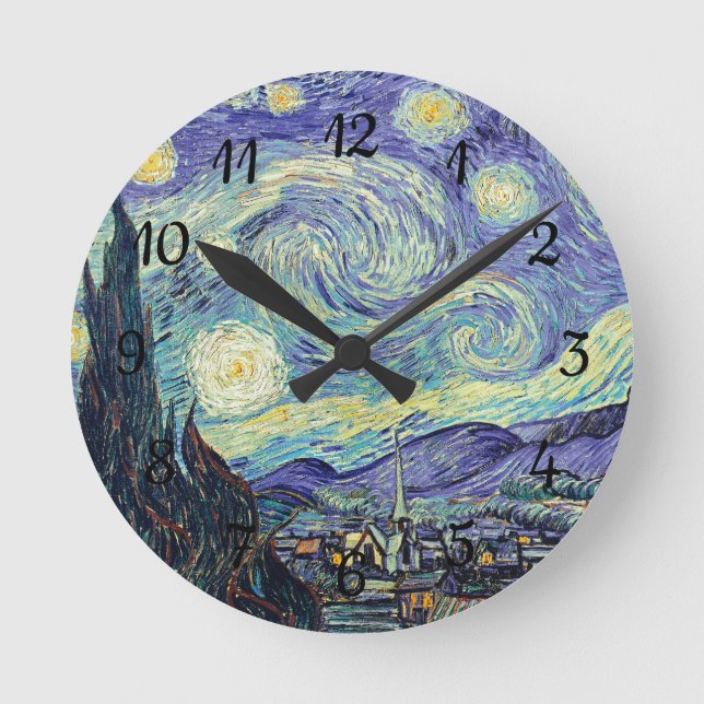 Relógio Redondo Vincent Van Gogh/ A Noite Estrelada (Frente)