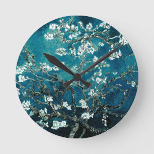 Relógio Redondo Vincent Van Gogh Almond Blossoms Dark Teal