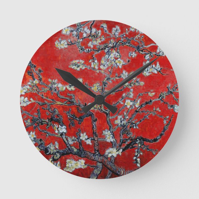 Relógio Redondo Vincent van Gogh Branches com Almond Blossom (Frente)