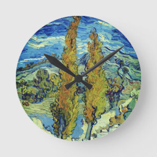 Relógio Redondo Vincent Van Gogh Dois Poplars em Santo-Rémy
