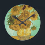 Relógio Redondo Vincent van Gogh | Girassóis, 1888<br><div class="desc">Número da Coleção de Imagens: BAL20294 Girassóis,  1888 (óleo na canvas). Gogh,  óleo Vincent van (1853-1890) na canvas. Neue Pinakothek,  Munique,  Alemanha. 1888</div>