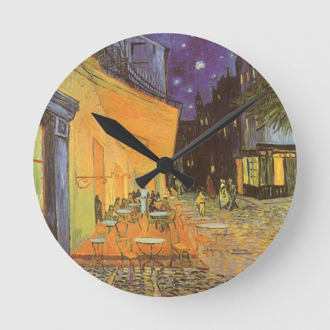 Relógio Redondo Vincent van Gogh - Terraço do Café à Noite (Frente)