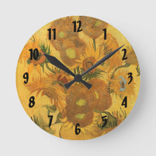 Relógio Redondo Vincent van Gogh - Vaso com Quinze Girassóis