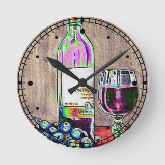 Relógio Redondo Vinho e pulso de disparo impressionista da arte