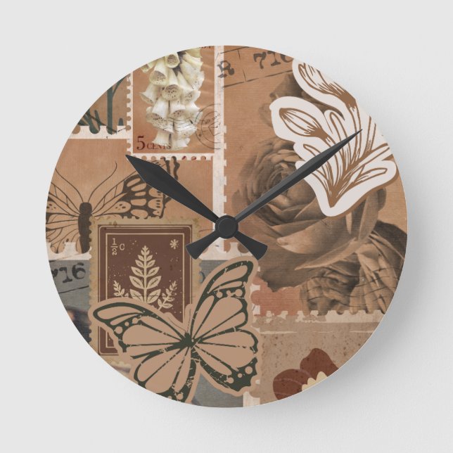 Relógio Redondo Vintage Aestic Brown Design (Frente)