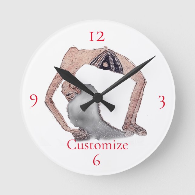 Relógio Redondo Vintage Backbend Yoga Pose Thunder_Cove (Frente)