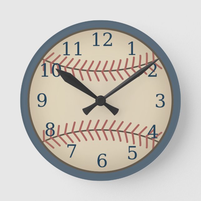 Relógio Redondo Vintage Blue Baseball Clock  (Frente)