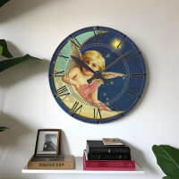 Vintage Celestial Cherub Lua Azul Escuro Céu Estre
