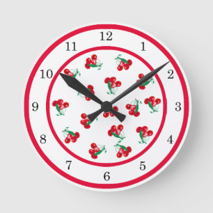 Relógio Redondo Vintage Cherries Wall Clock