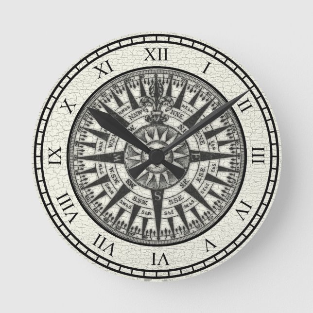 Relógio Redondo Vintage Compass Rosa Sun (Frente)