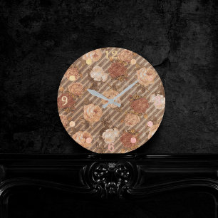 Relógio Redondo Vintage Copper Spice Rosa  Laranja de pêssego e q