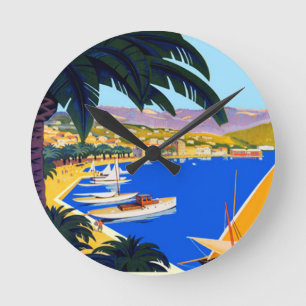 Relógio Redondo Vintage Cote D'Azur Viagem