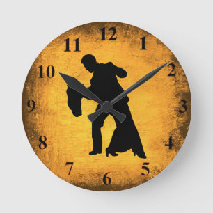 Relógio Redondo Vintage Dance Casal Silhout Wall Clock