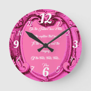 Relógio Redondo Vintage Frame Pink Wall Clock