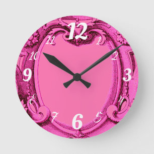 Relógio Redondo Vintage Frame Pink Wall Clock