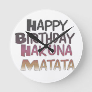 Relógio Redondo Vintage Happy Birthday Hakuna Matata Purple Inspir
