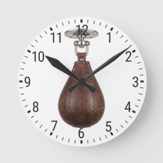 Relógio Redondo Vintage Leather Speed Bag Boxing Gym Decor