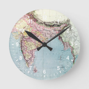 Relógio Redondo Vintage Map of India 1877