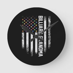 Relógio Redondo Vintage Piscina da bandeira americana Billiard Avó