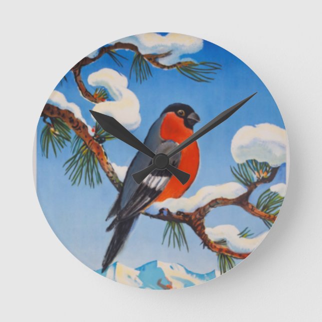 Relógio Redondo Vintage Pontresina Vacation Swiss Air Suiça (Frente)