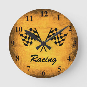 Relógio Redondo Vintage Racing Flaging Wall Clock