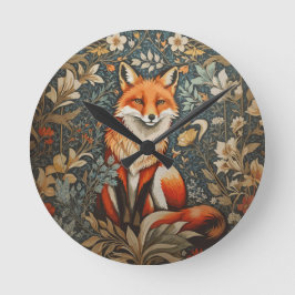 Relógio Redondo Vintage Sitting Fox William Morris Inspirou Floral
