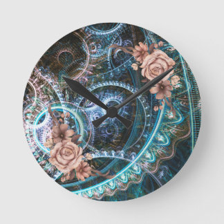 Relógio Redondo Vintage Steampunk Rustic Rosa