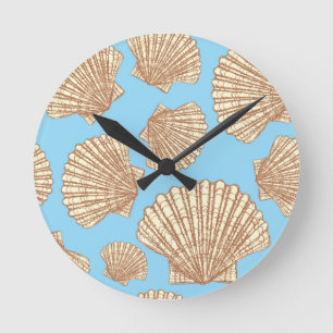 Relógio Redondo Vintage Style Seashell Pattern