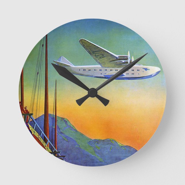 Relógio Redondo Vintage Transpacific Viagem (Frente)