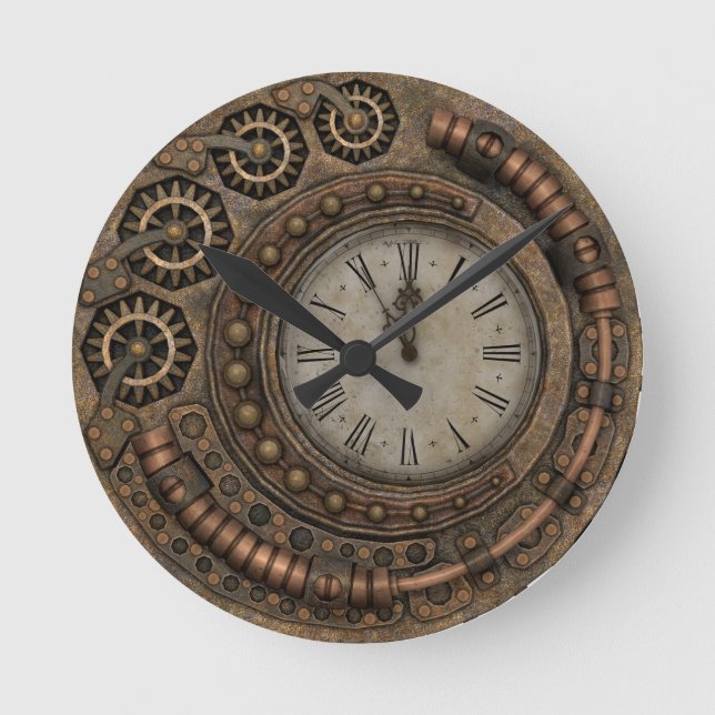 Relógio Redondo Vintage Victorian Steampunk Metal Bronze (Frente)
