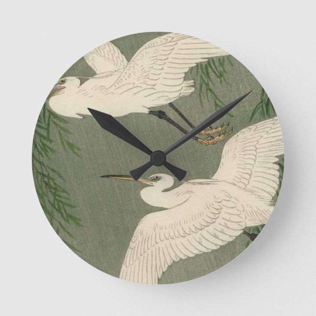 Relógio Redondo Vintage White Birds Wall Clock (Frente)