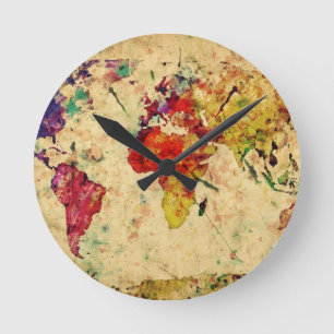 Relógio Redondo Vintage world map