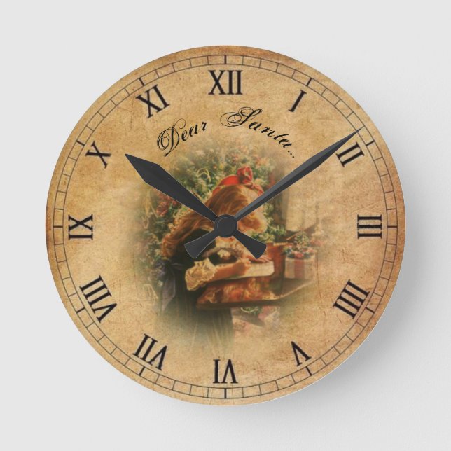 Relógio Redondo Vintagem da Carta aos Papais noeis (Frente)
