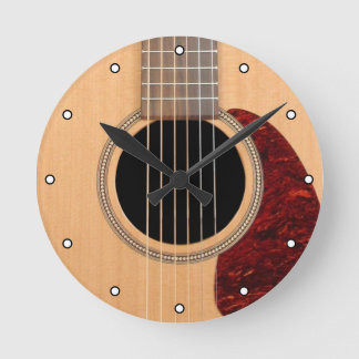 Relógio Redondo Violão Acústico 6 Cordas Dreadnled com Pontos