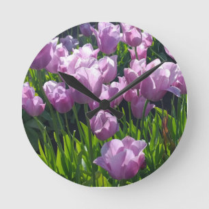 Relógio Redondo Violet Tulips, Oregon