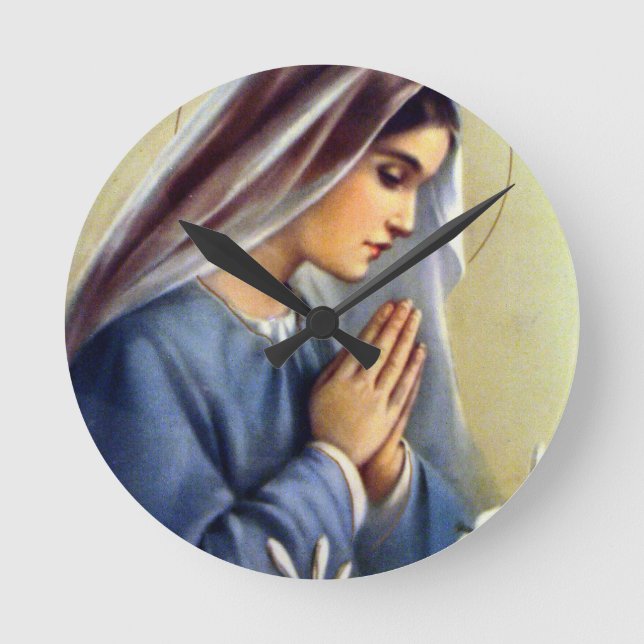 Relógio Redondo Virgem Abençoada Maria Mãe de Deus (Frente)