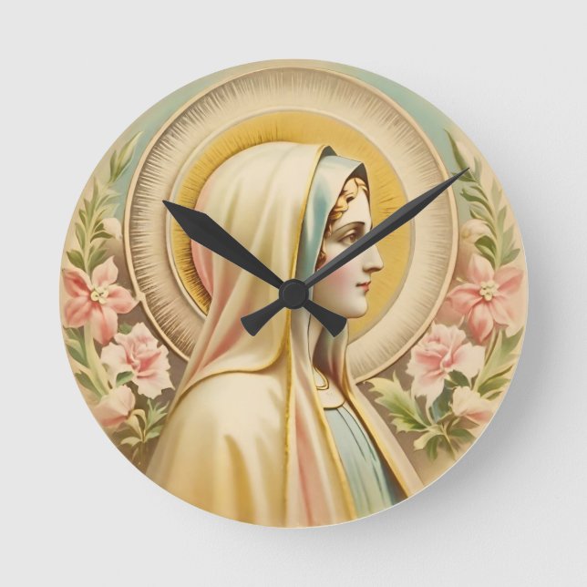 Relógio Redondo Virgin Mary Wall Clock (Frente)