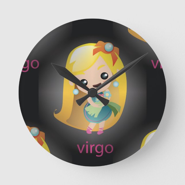 Relógio Redondo virgo kawaii (Frente)