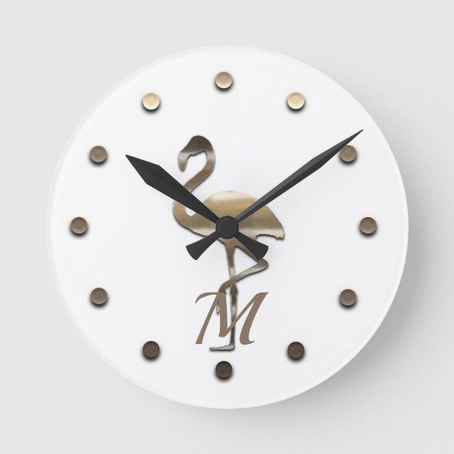 Relógio Redondo Vista de Férias Douradas (Frente)