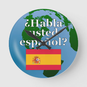 Relógio Redondo Você fala espanhol? Em espanhol. Sinalizador e glo