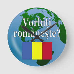 Relógio Redondo Você fala romeno? Em romeno. Sinalizador e globo