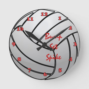 Relógio Redondo Voleibol de Bump Set Spike com Números