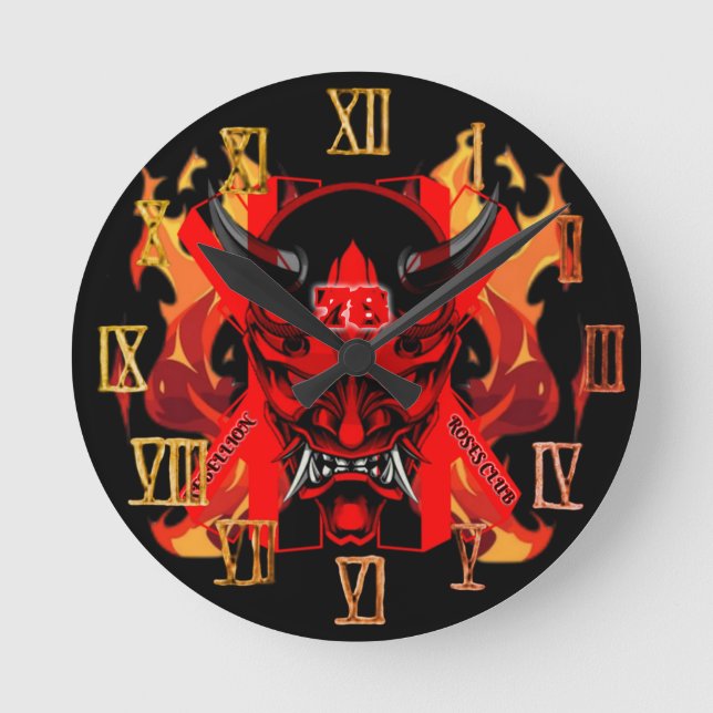 Relógio Redondo Wall Clock Evil Samurai  (Frente)