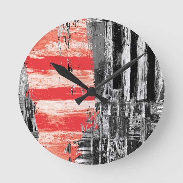 Relógio Redondo Wall Clock – Red Pulse Abstract Design (Frente)