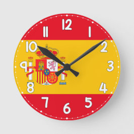 Relógio Redondo Wall Clock with the Spanish Flag - Flag of Spain