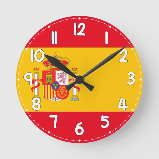 Relógio Redondo Wall Clock with the Spanish Flag - Flag of Spain (Frente)